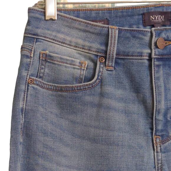 NYDJ Marilyn Straight Leg Jeans Blue Stretch Medium Wash Mid Rise Denim 6 New - Picture 3 of 16
